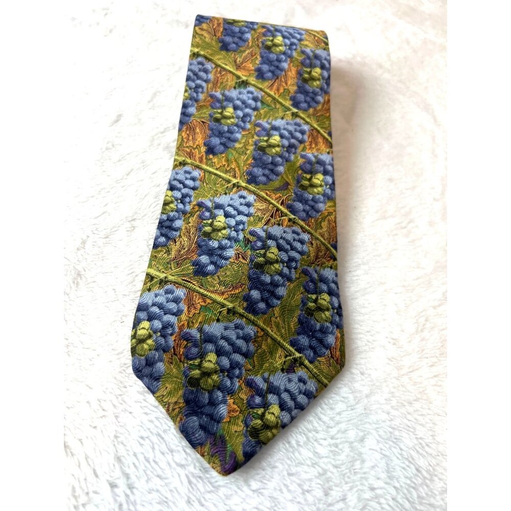 Vintage Vineyard Tie Ralph Marlin RM Style Grapes Necktie Winery